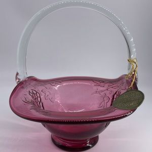 Kanawha Authentic Cranberry Glass Basket NWT